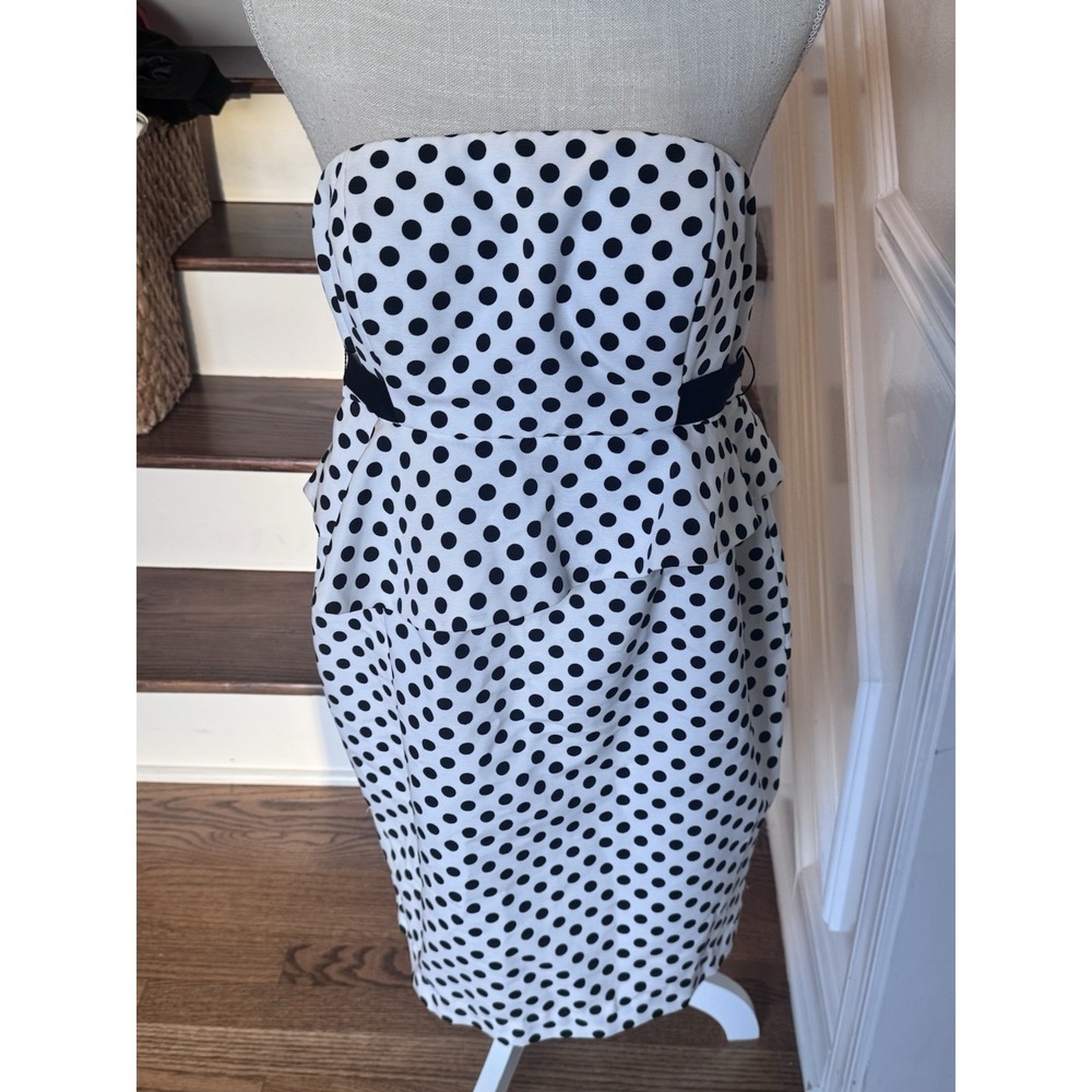 Pea In POD Black And White Polka Dot Strapless Dress Maternity Size Medium